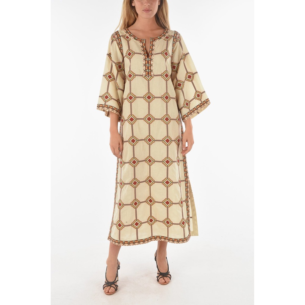 TORY BURCH Embroidered Caftan‎ Dress Geo Print Size Small